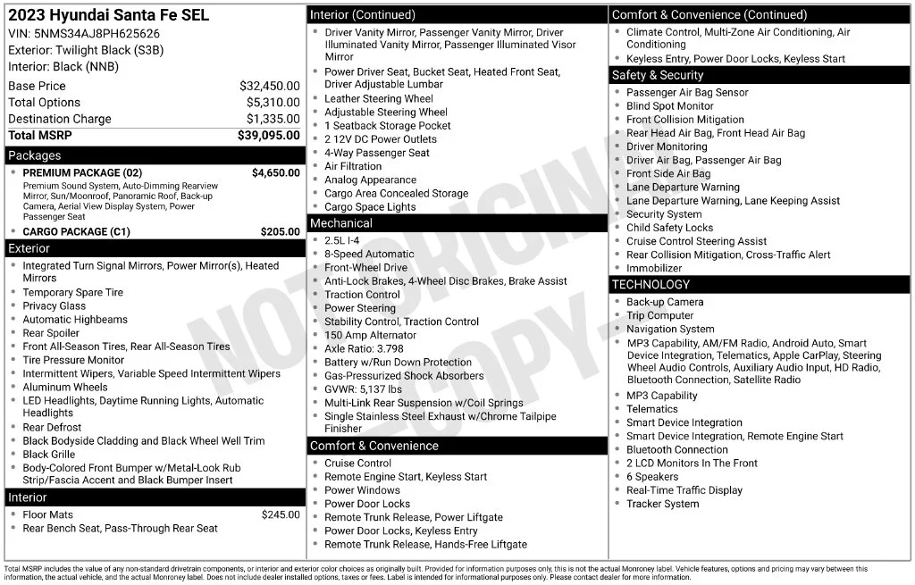 Used 2023 Twilight Black Hyundai SEL image 11