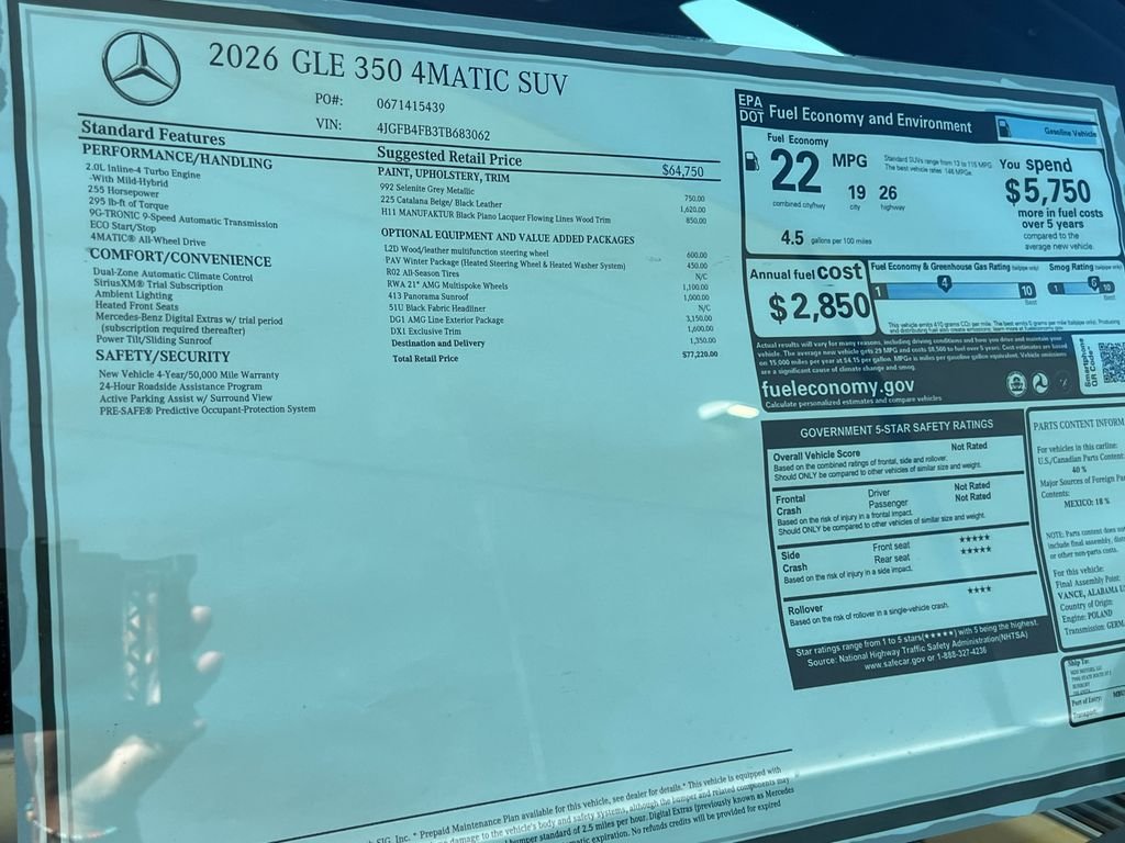 New 2026 Selenite Grey Metallic Mercedes-Benz GLE 350 image 38