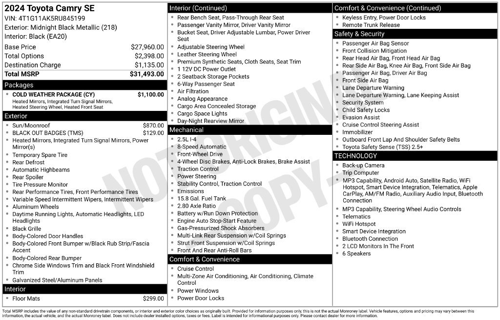 Used 2024 Black Toyota SE image 6