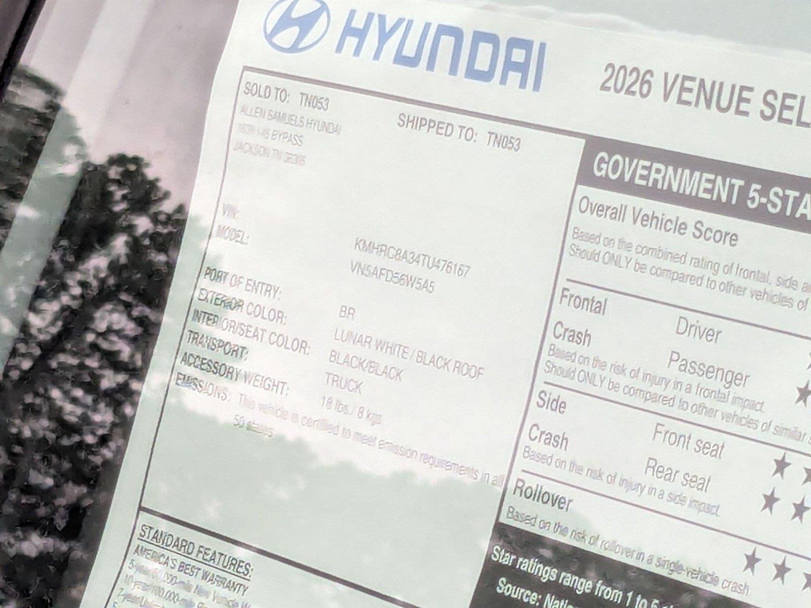 New 2026 Lunar White w/Black Roof Hyundai SEL image 20