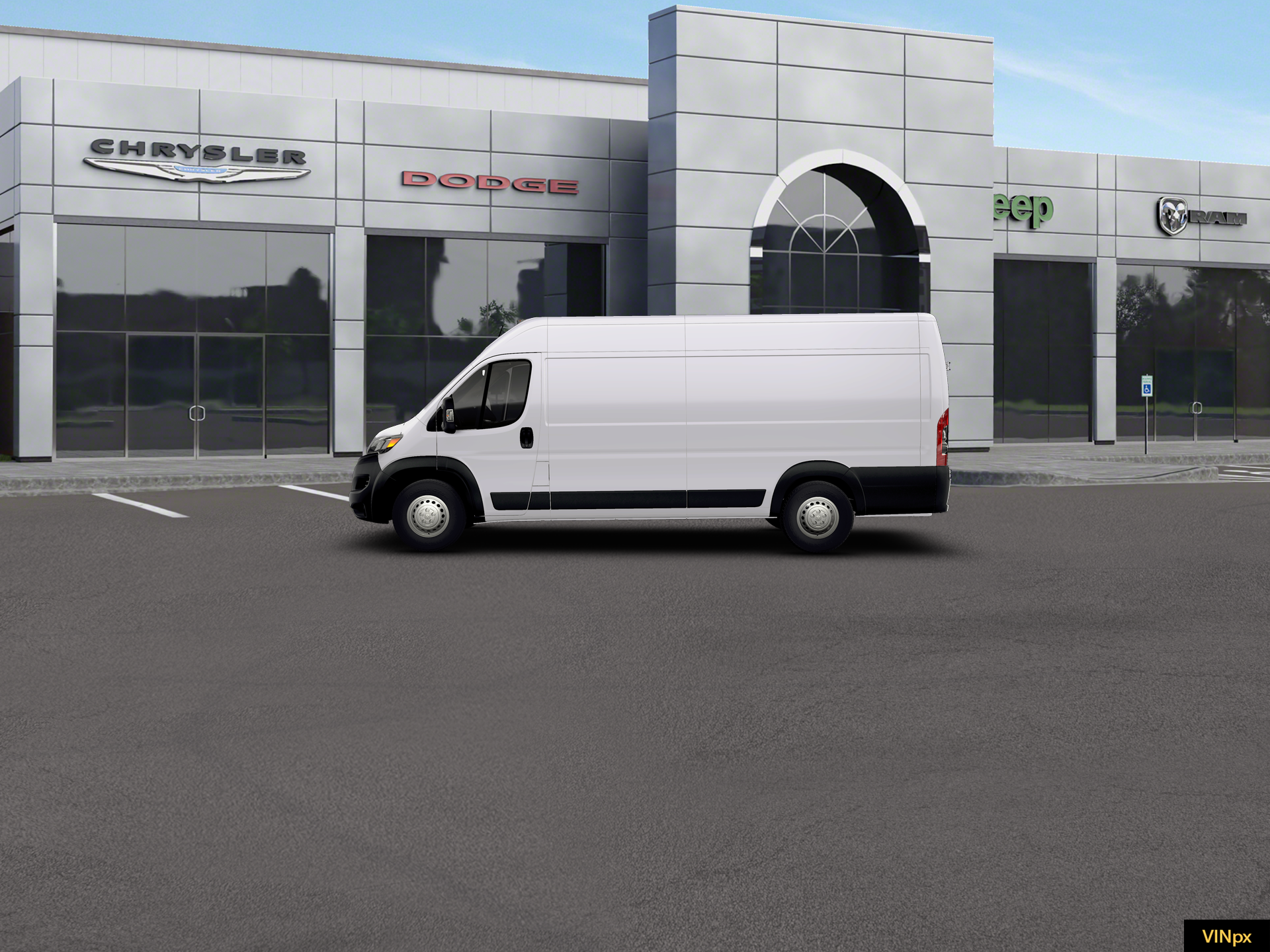 New 2026 Bright White Clear-Coat Exterior Paint RAM Cargo Van Tradesman High Roof 159