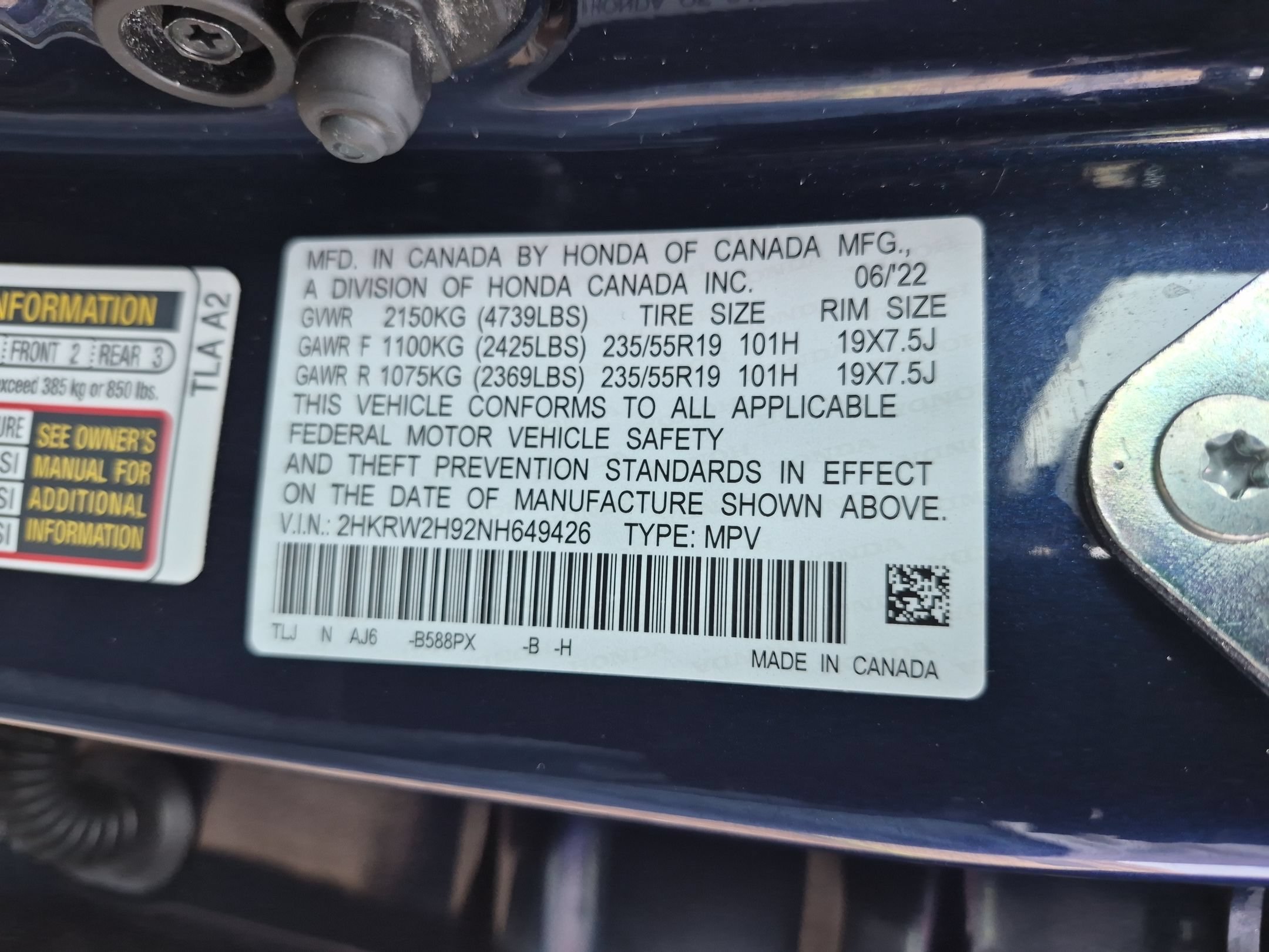 Certified Used 2022 Blue Honda Touring image 36