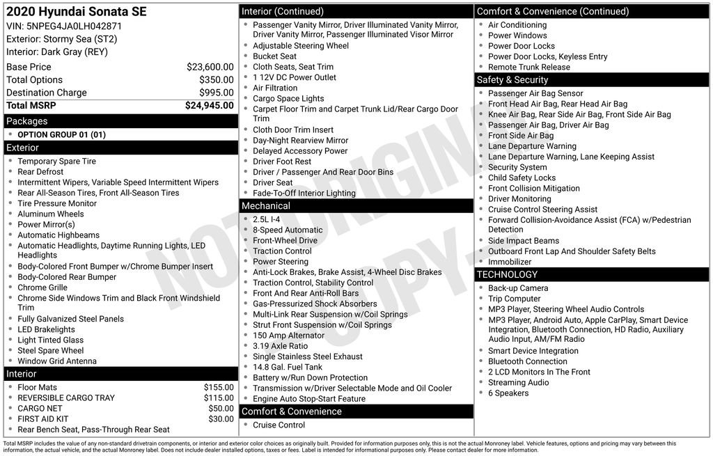 Certified Used 2020 Blue Hyundai SE image 3