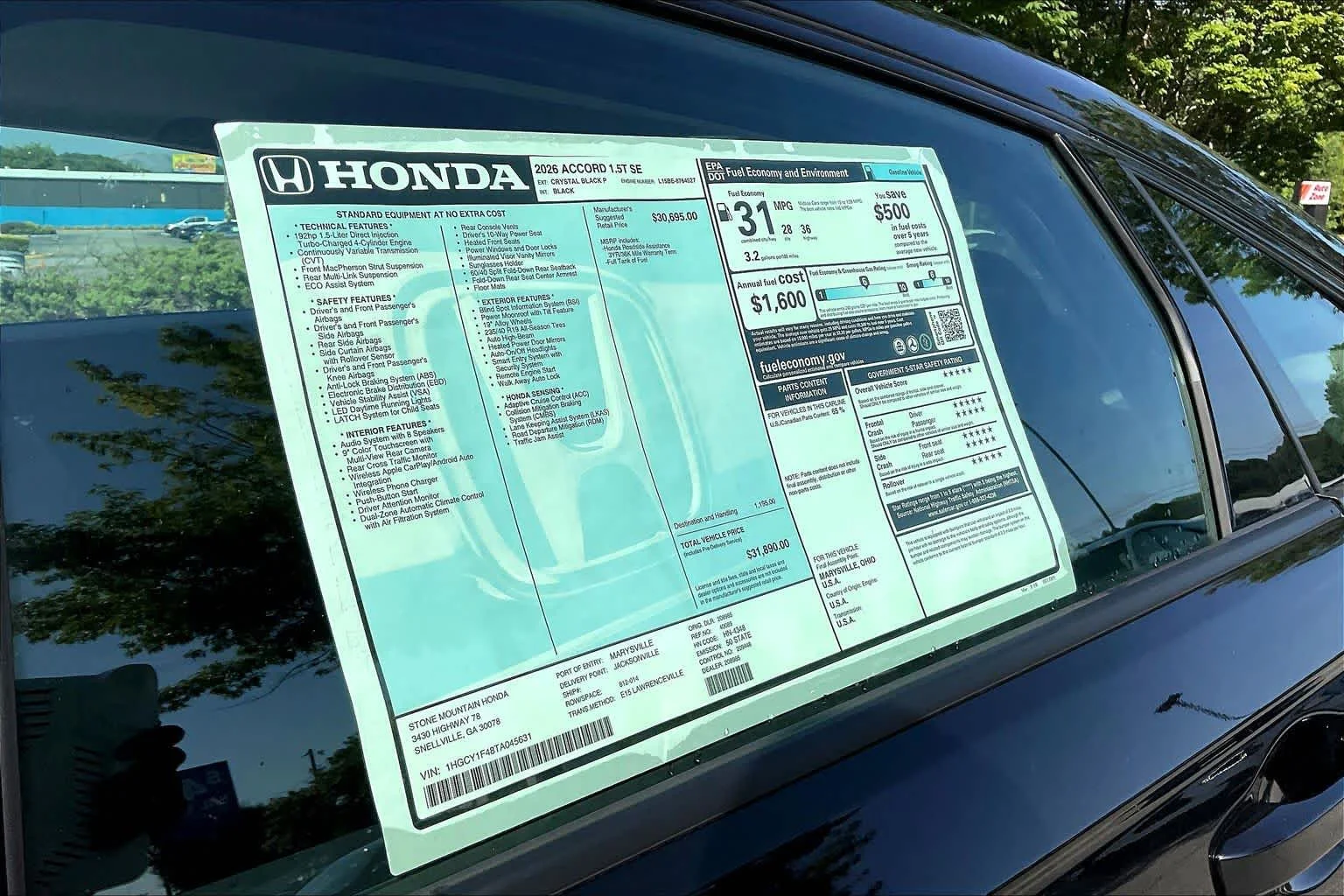 New 2026 Crystal Black Pearl Honda SE image 20