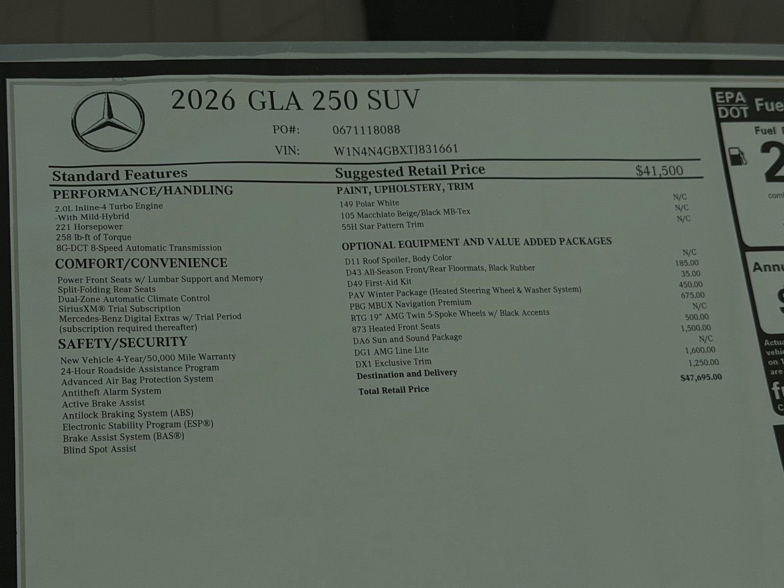 New 2026 Polar White Mercedes-Benz GLA 250 image 24