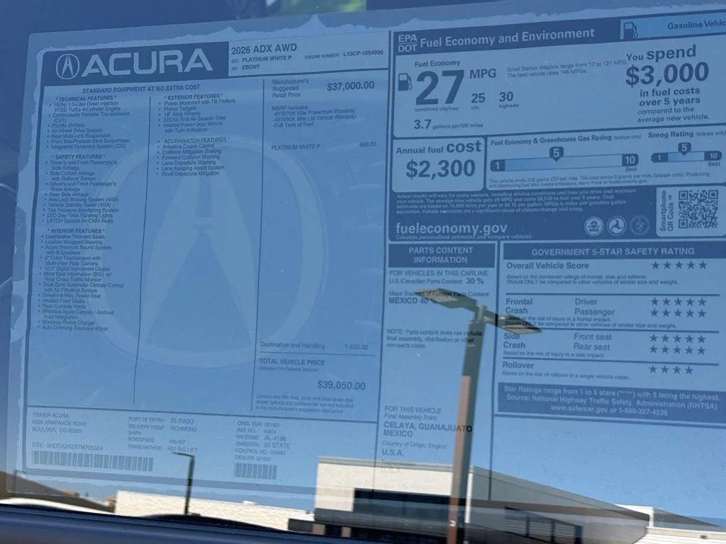 New 2026 Platinum White Pearl Acura Base image 27