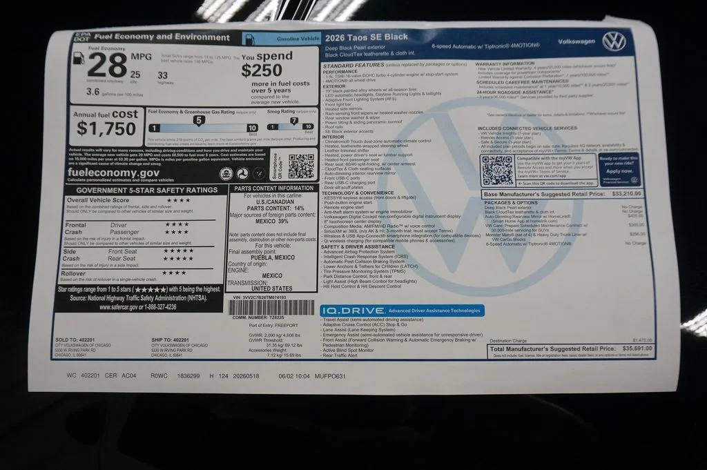 New 2026 Deep Black Volkswagen 1.5T SE Black image 31