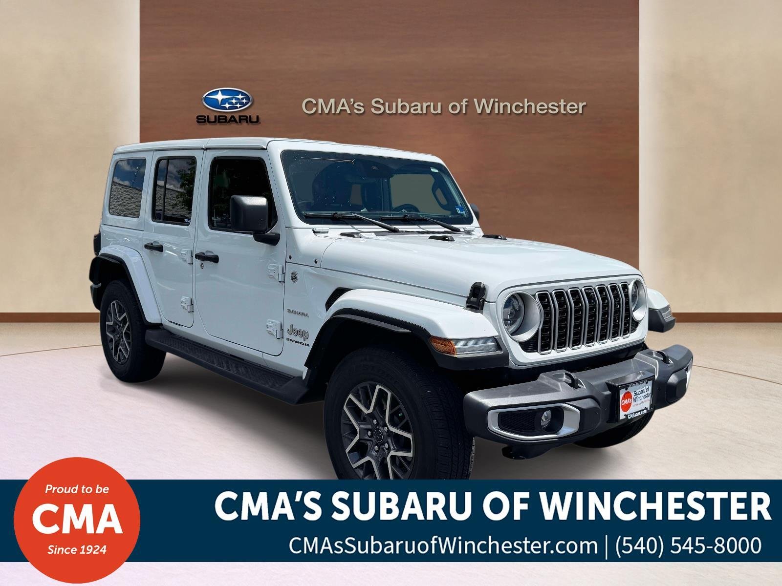 Used 2024 Bright White Clearcoat Jeep Sahara image 1