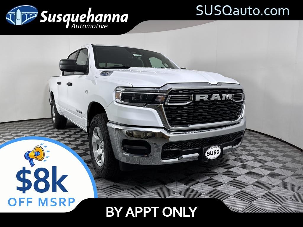 Bright White Clear-Coat Exterior Paint 2026 RAM 1500 Pickup Truck Four-Wheel Drive 8-Speed Automatic