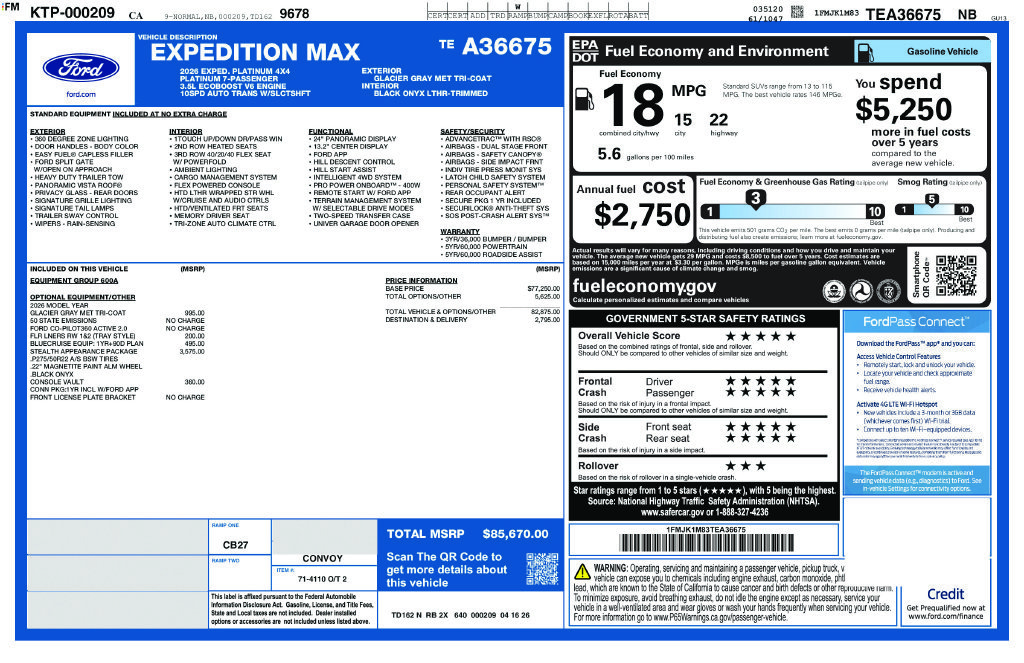 New 2026 Glacier Gray Metallic Tri-Coat Ford Platinum image 2