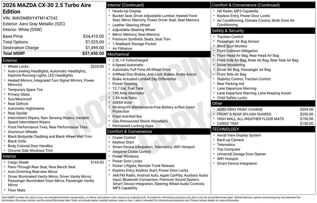 New 2026 Gray Mazda 2.5 Turbo Aire Edition image 7