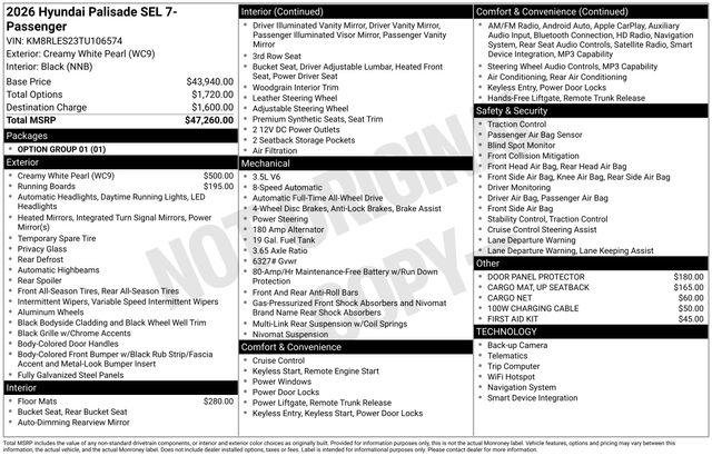 New 2026 White Hyundai SEL AWD image 38