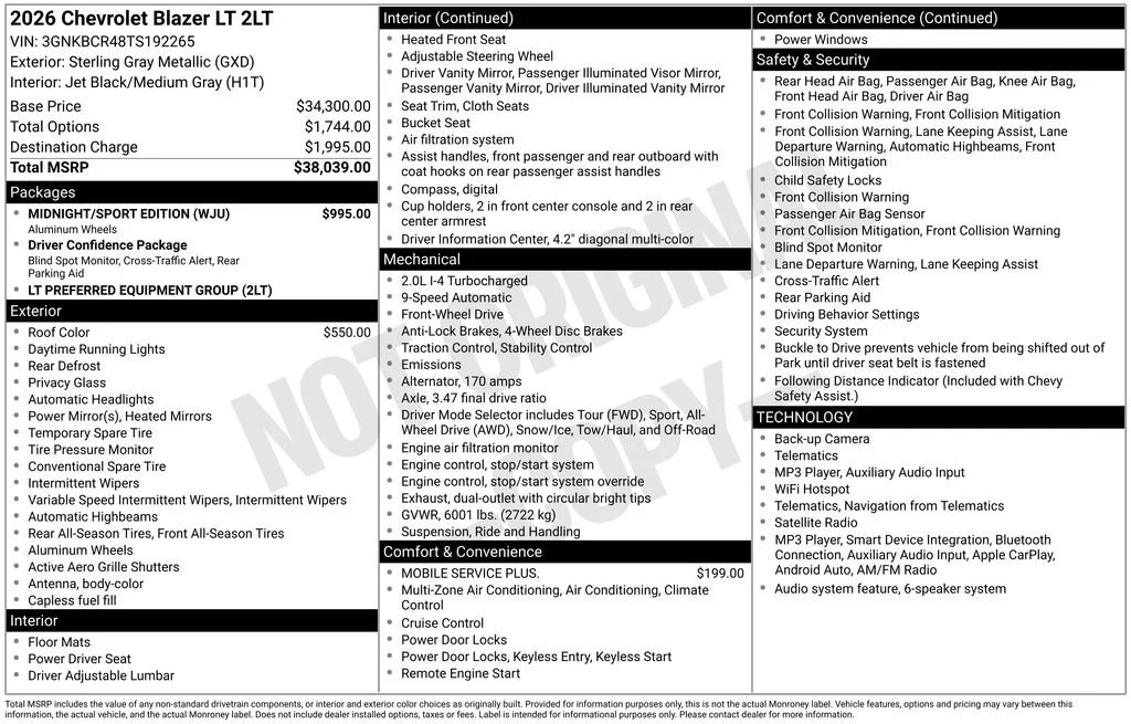 New 2026 Sterling Gray Metallic Chevrolet 2LT image 19