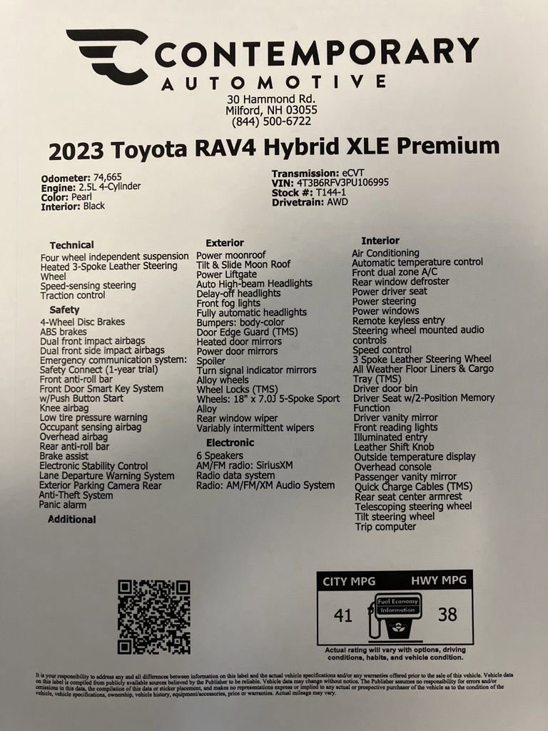 Used 2023 White Toyota Hybrid XLE Premium image 30