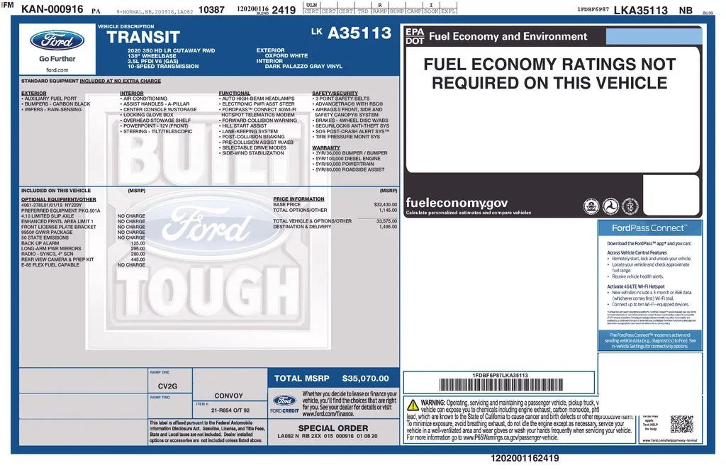 Used 2020 White Ford Base image 17