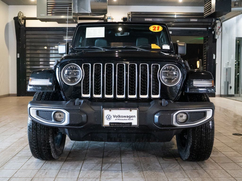 Used 2021 Jeep Wrangler Unlimited Sahara 4XE with VIN 1C4JJXP64MW868235 for sale in Glendale, WI