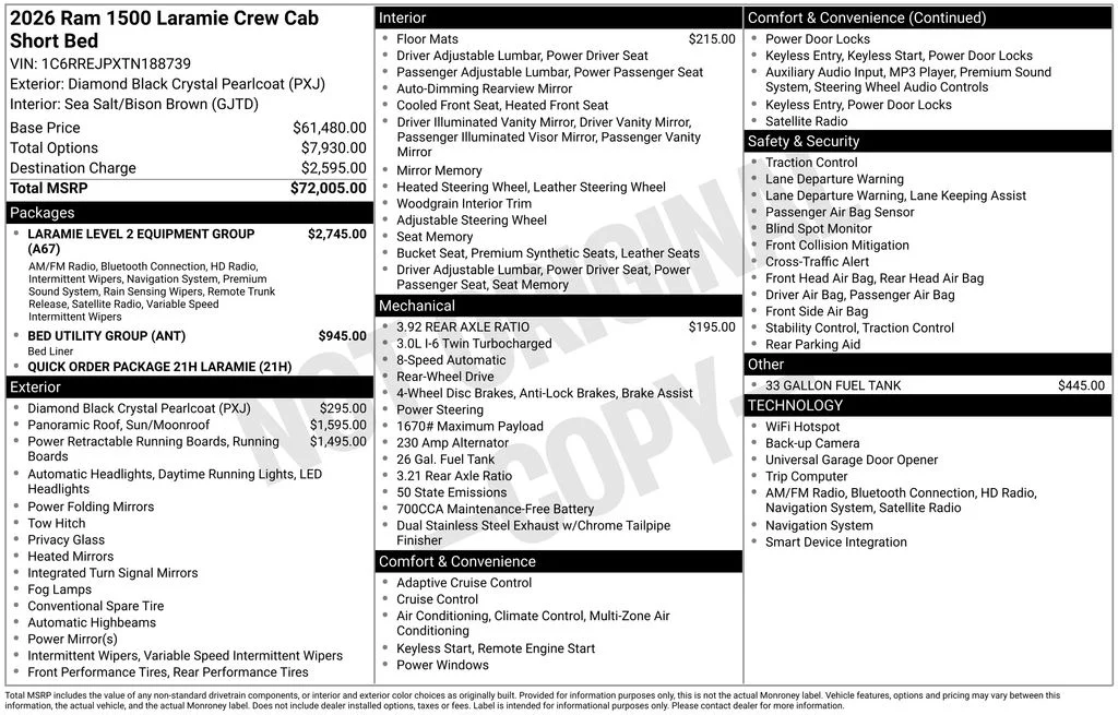 New 2026 Diamond Black Crystal Pearl-Coat Exterior Paint RAM Laramie image 7
