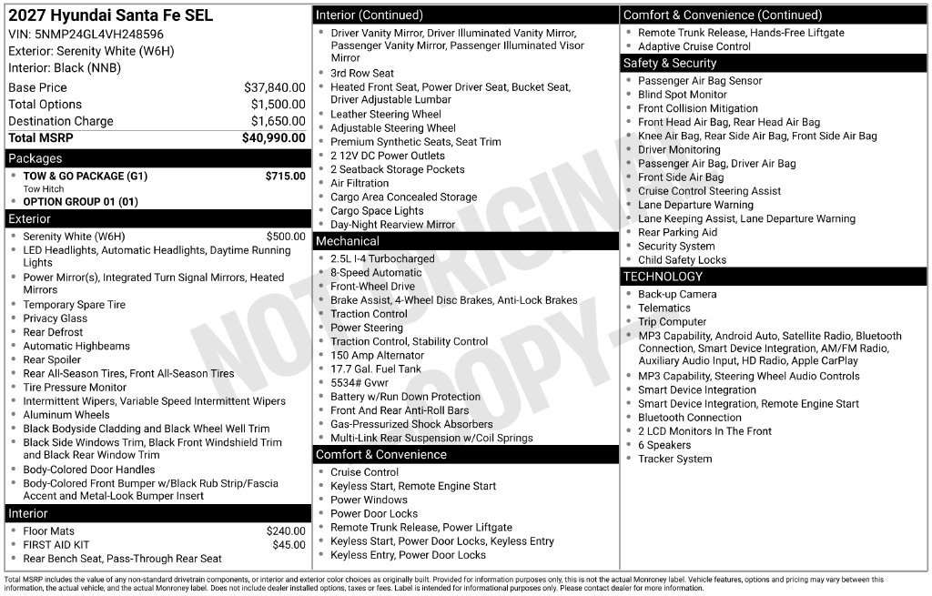 New 2027 White Hyundai SEL FWD image 23