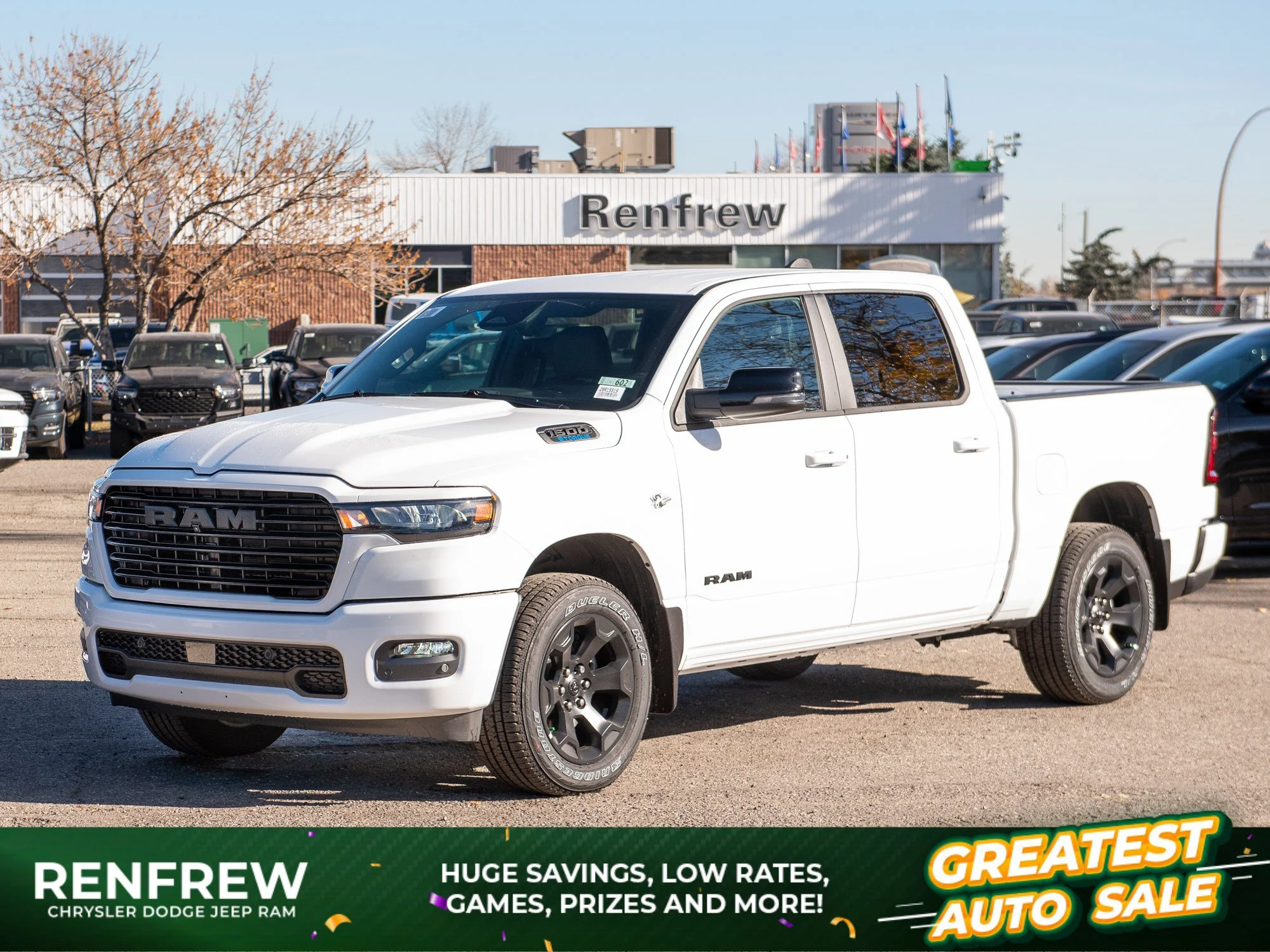 New 2026 White RAM Sport* Crew Cab 4x4, HEMI V8 image 1