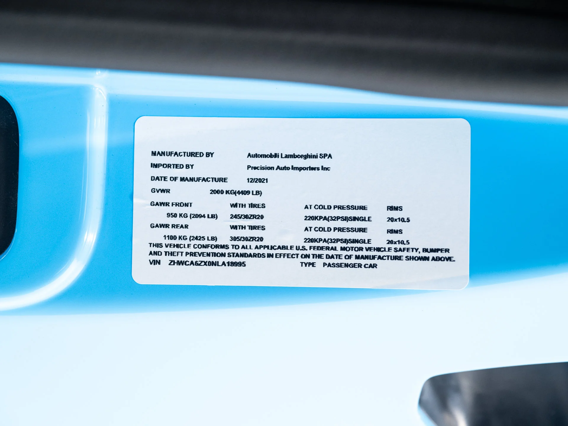Used 2022 Blu Laufey Metallic Lamborghini Base image 38