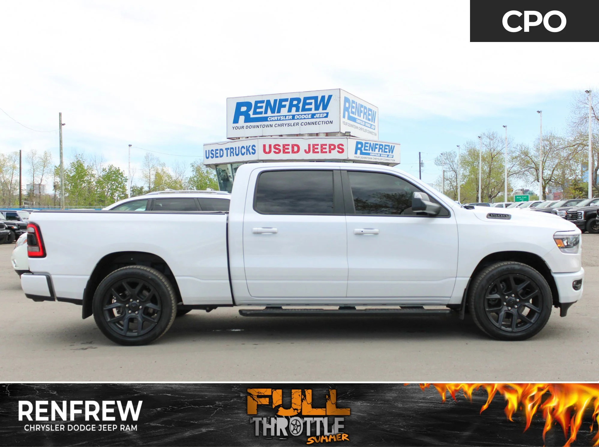 Certified Used 2022 White RAM Sport * No Accidents | HEMI V8 | Remote Start | Trailer Tow Group | Apple CarPlay | Bed Utility image 1