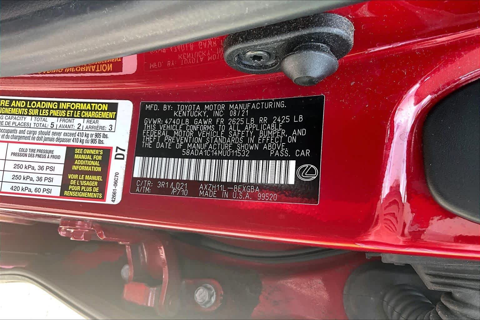Used 2021 Matador Red Mica Lexus  image 37
