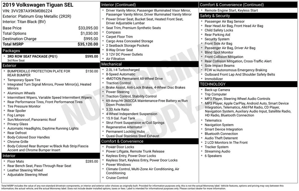 Used 2019 Gray Volkswagen 2.0T SEL image 2