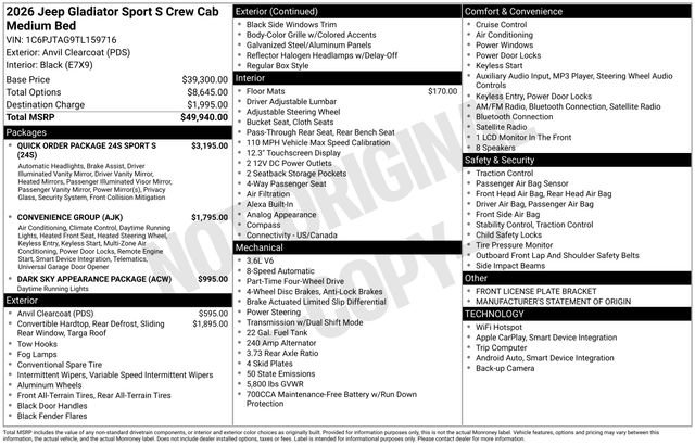 New 2026 Anvil Clearcoat Jeep Sport S image 43