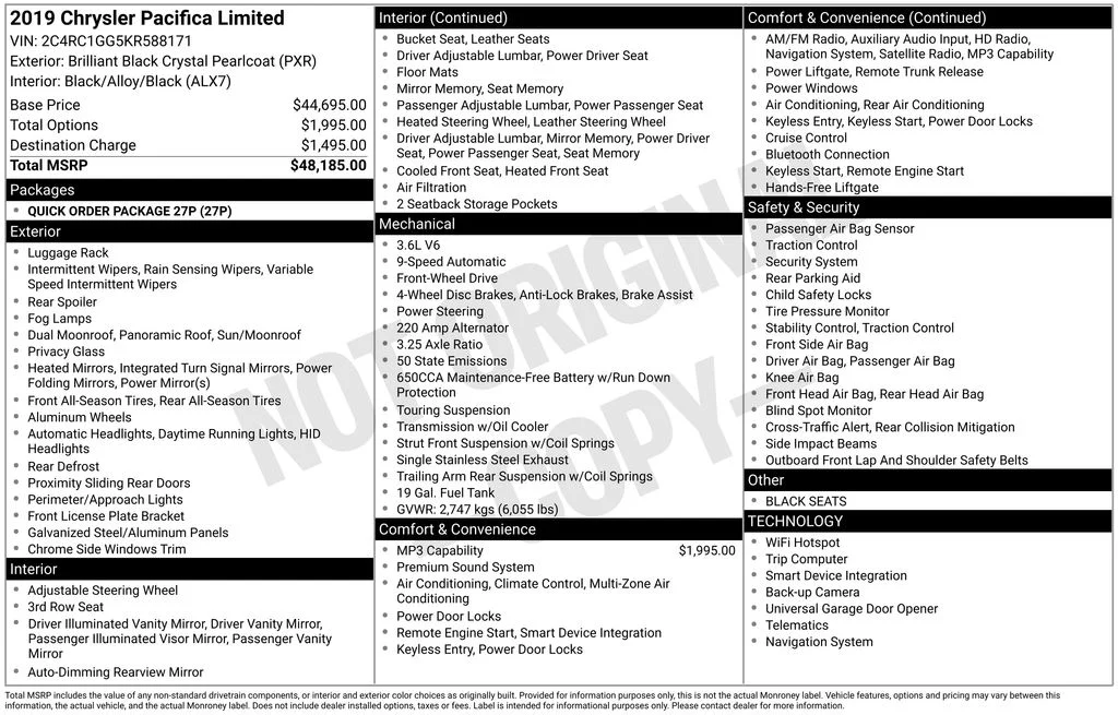 Used 2019 Black Chrysler Limited image 9