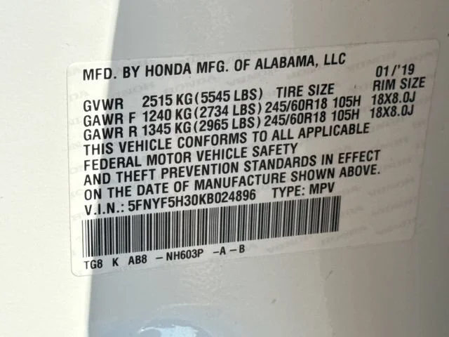 Used 2019 White Diamond Pearl Honda EX image 17