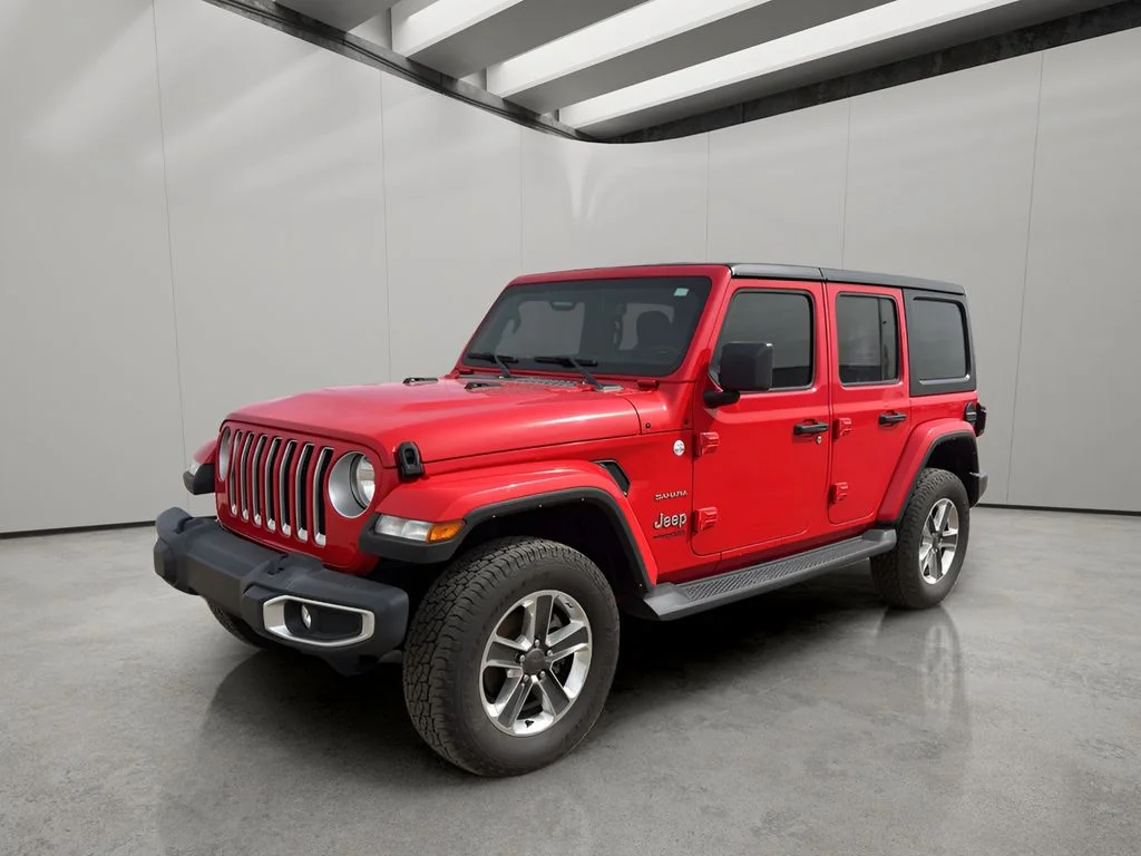 Used 2021 Firecracker Red Clearcoat Jeep Unlimited Sahara image 1