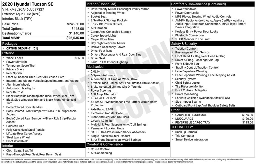 Used 2020 Hyundai Tucson SE with VIN KM8J2CA46LU097327 for sale in Highland Park, IL