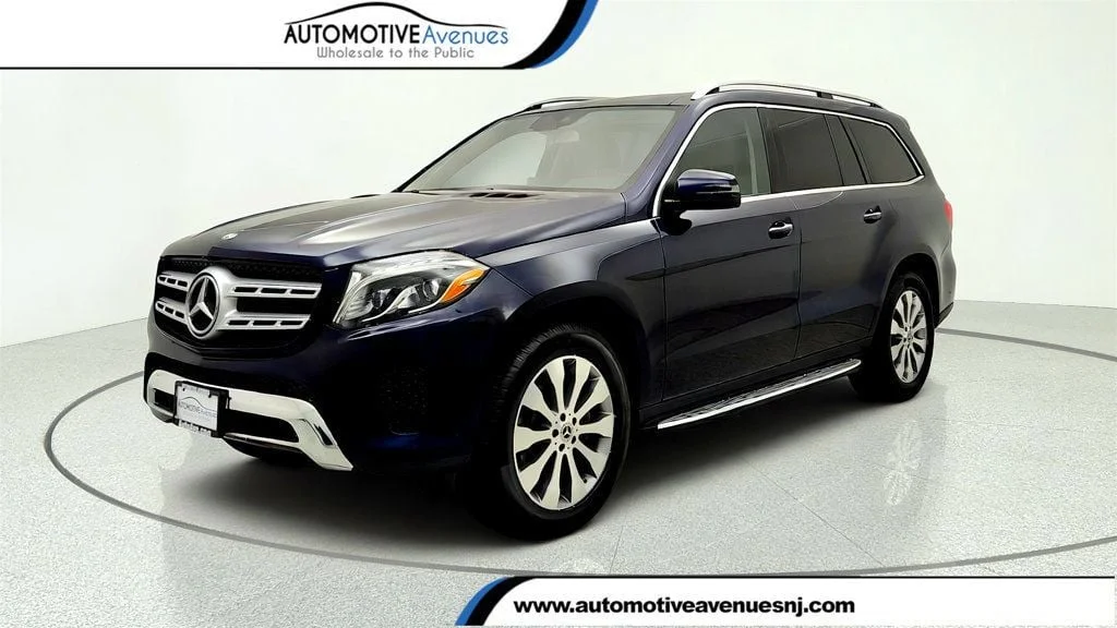 Used 2018 Lunar Blue Metallic Mercedes-Benz GLS 450 4MATIC® SUV w/ Premium Pkg, Pano Roof & H/K Sound image 1