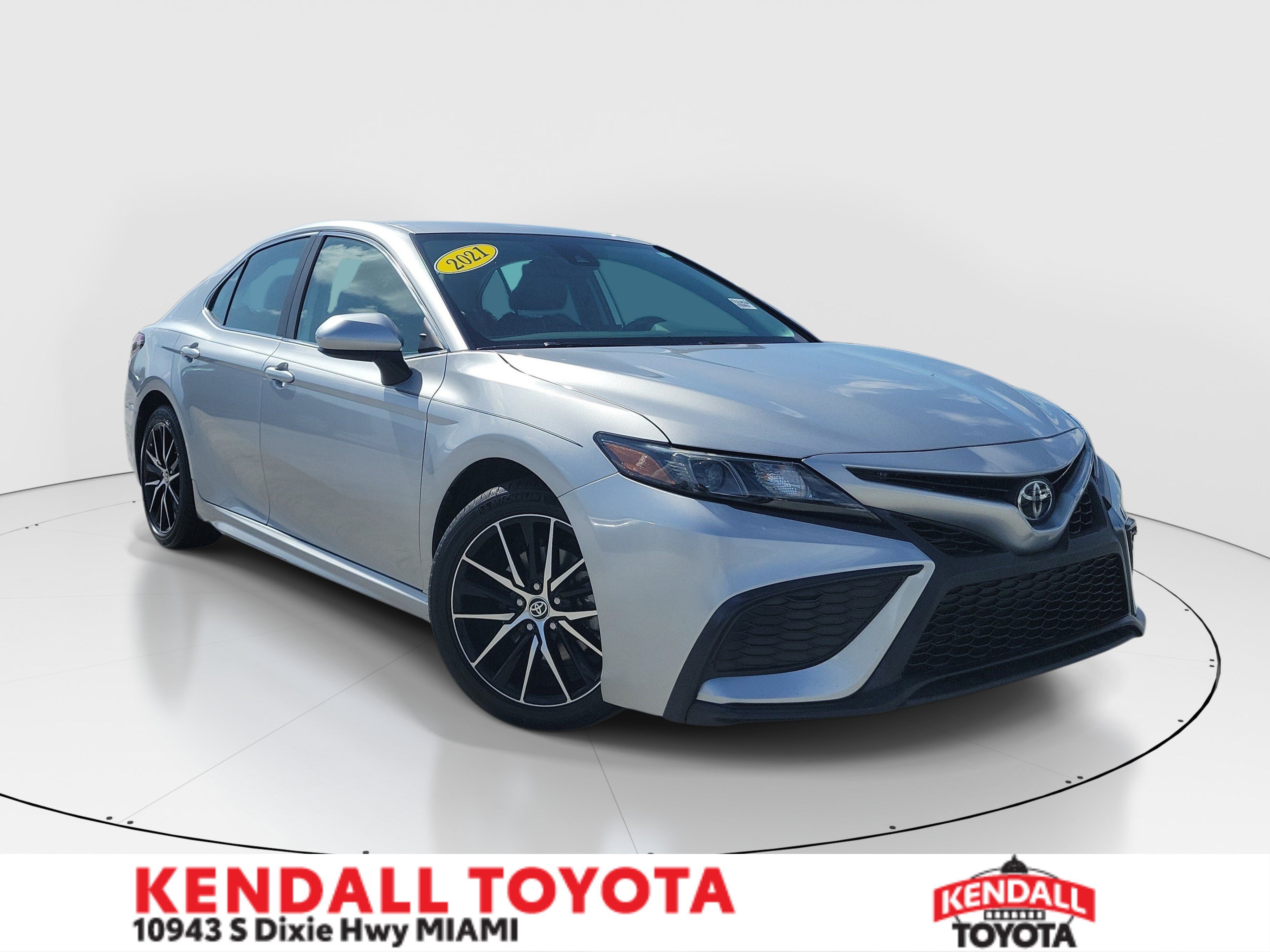 Used 2021 Celestial Silver Metallic Toyota SE image 1