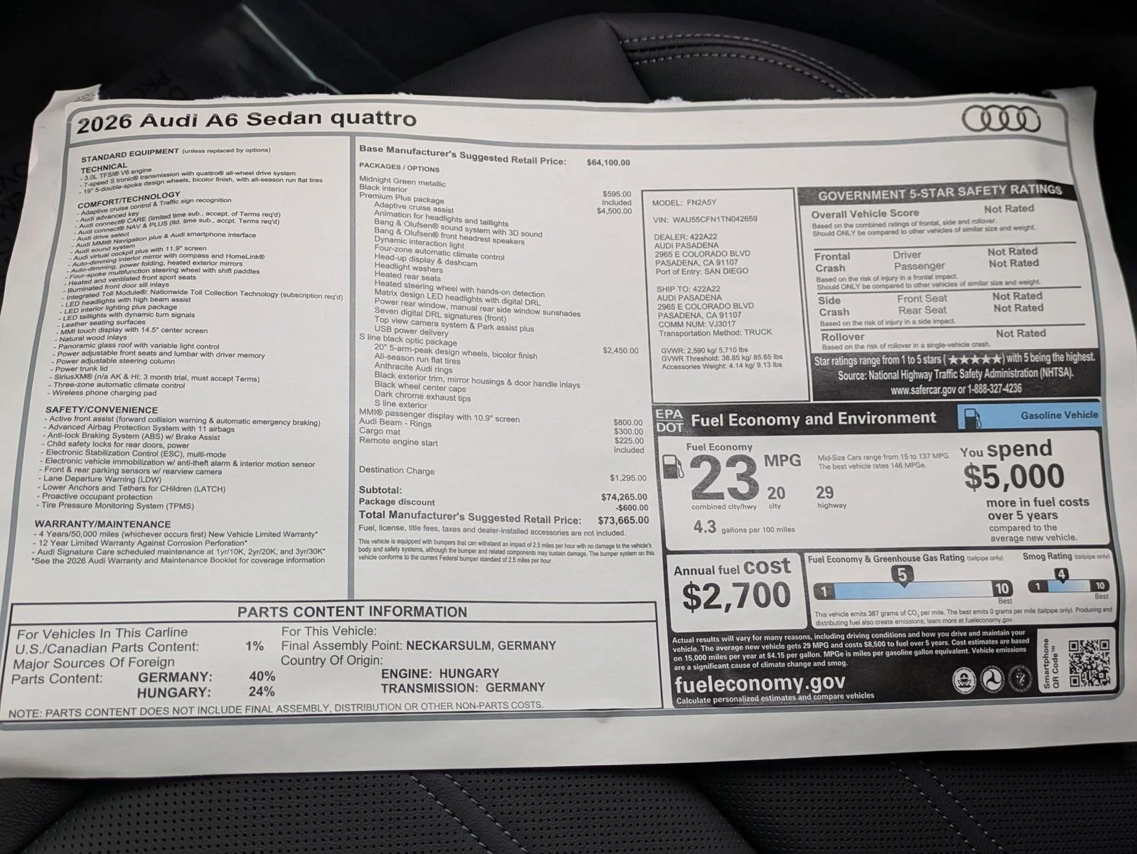 New 2026 Black Audi Premium Plus image 16