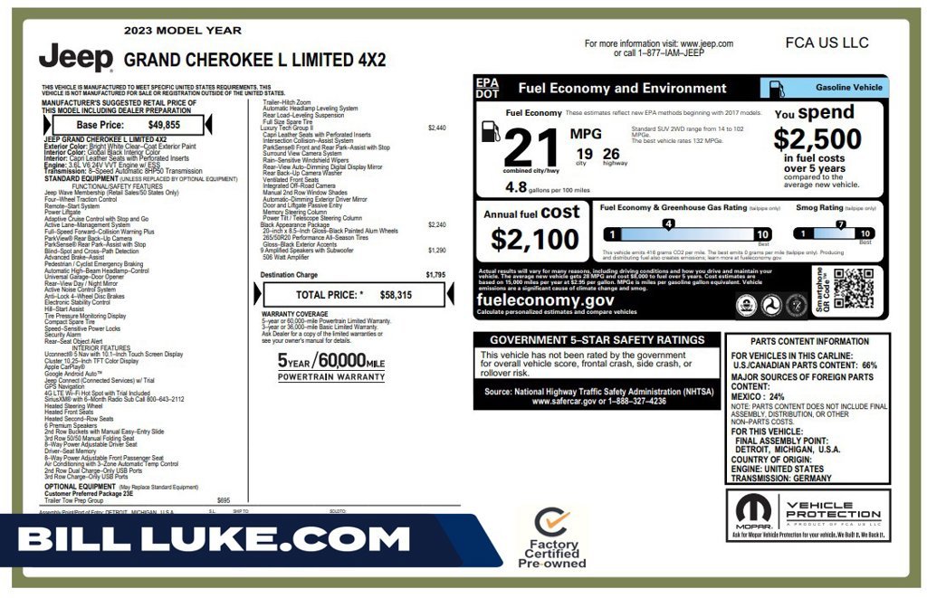 Used 2023 White Jeep Limited image 1
