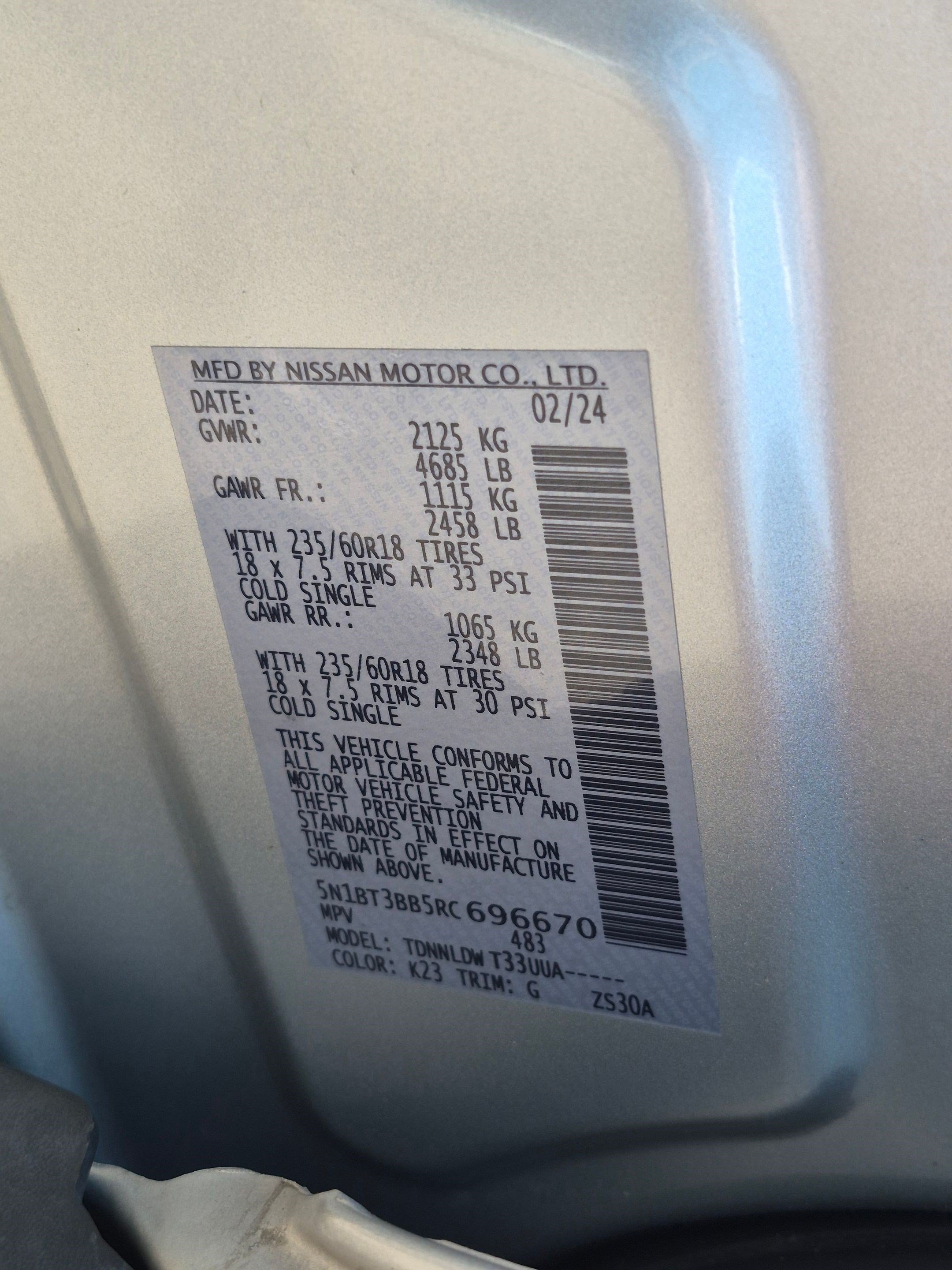 Used 2024 Brilliant Silver Metallic Nissan SV image 33
