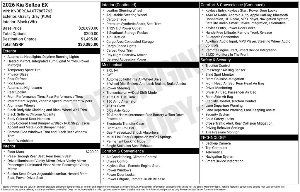 New 2026 Gravity Gray Kia EX image 4