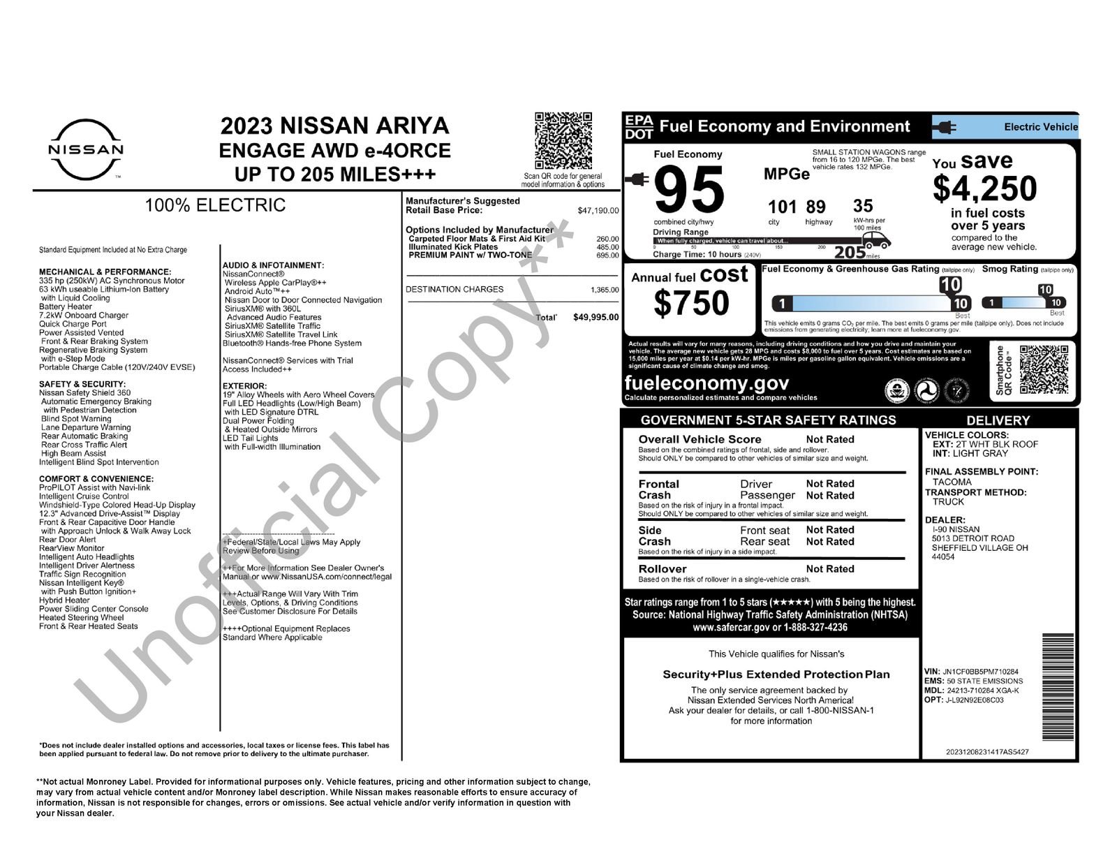 Used 2023 Nissan Ariya Engage with VIN JN1CF0BB5PM710284 for sale in North Olmsted, OH