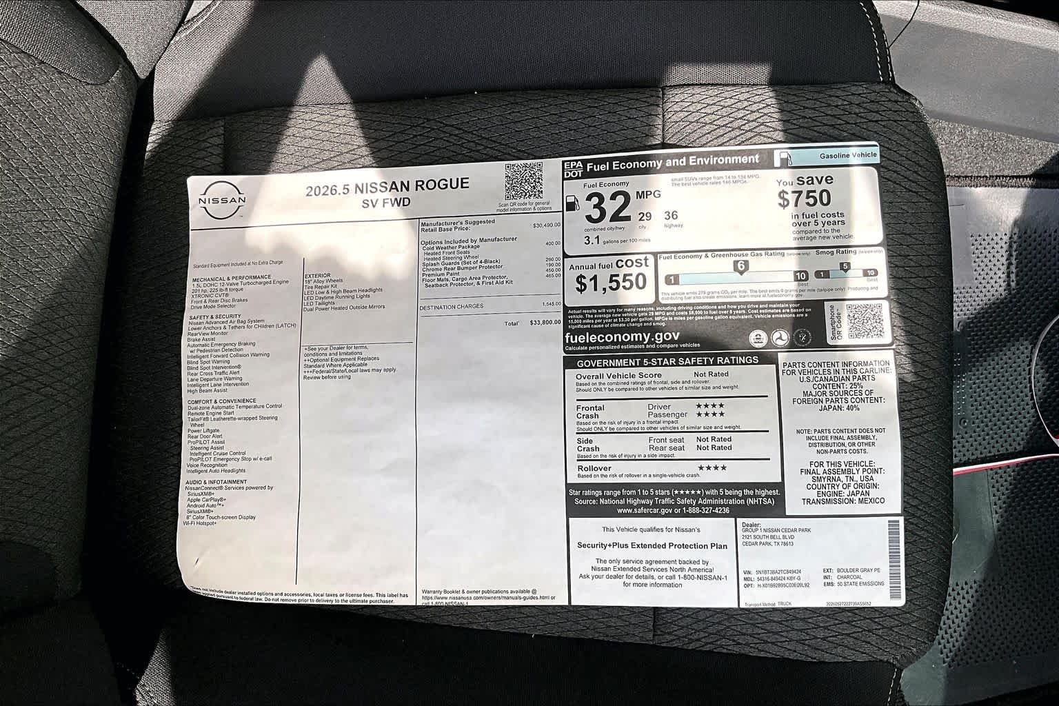 New 2026 Boulder Gray Pearl Nissan SV image 19