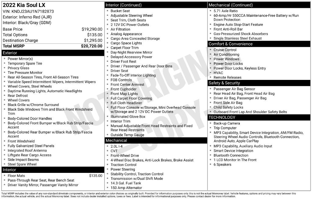 Used 2022 Red Kia LX image 2