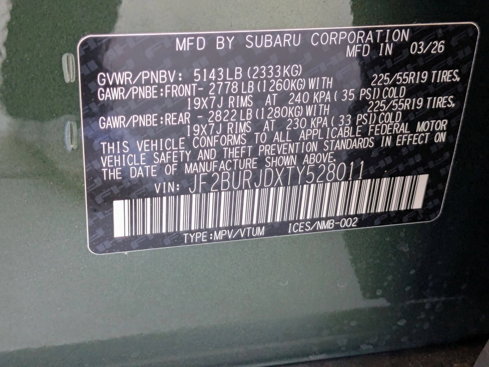 New 2026 Deep Emerald Green Pearl Subaru Touring XT image 15