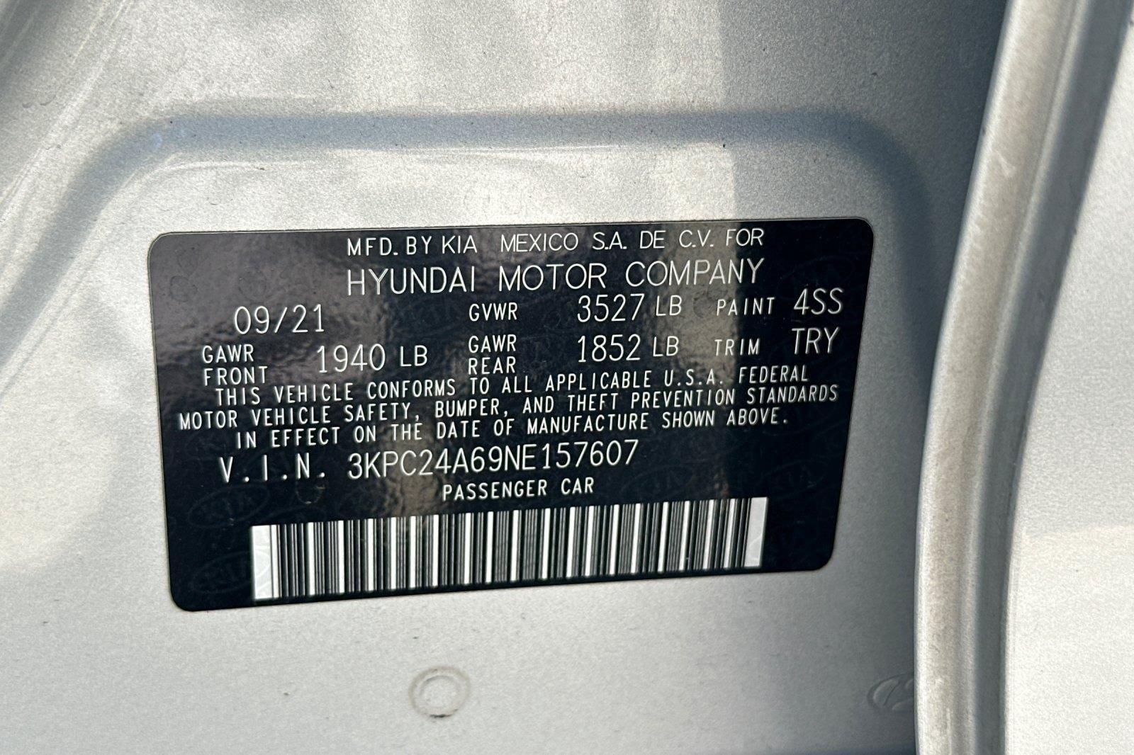 Used 2022 Olympus Silver Hyundai SE image 26