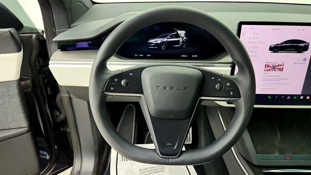 Used 2024 Stealth Grey Tesla Plaid AWD w/ White & Black Vegan Leather Interior image 14