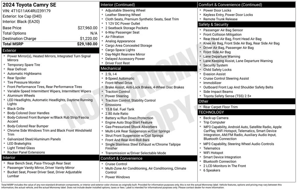 Used 2024 White Toyota SE image 7