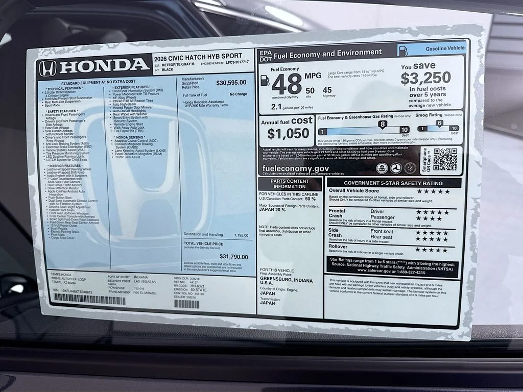 New 2026 Gray Honda Sport image 9