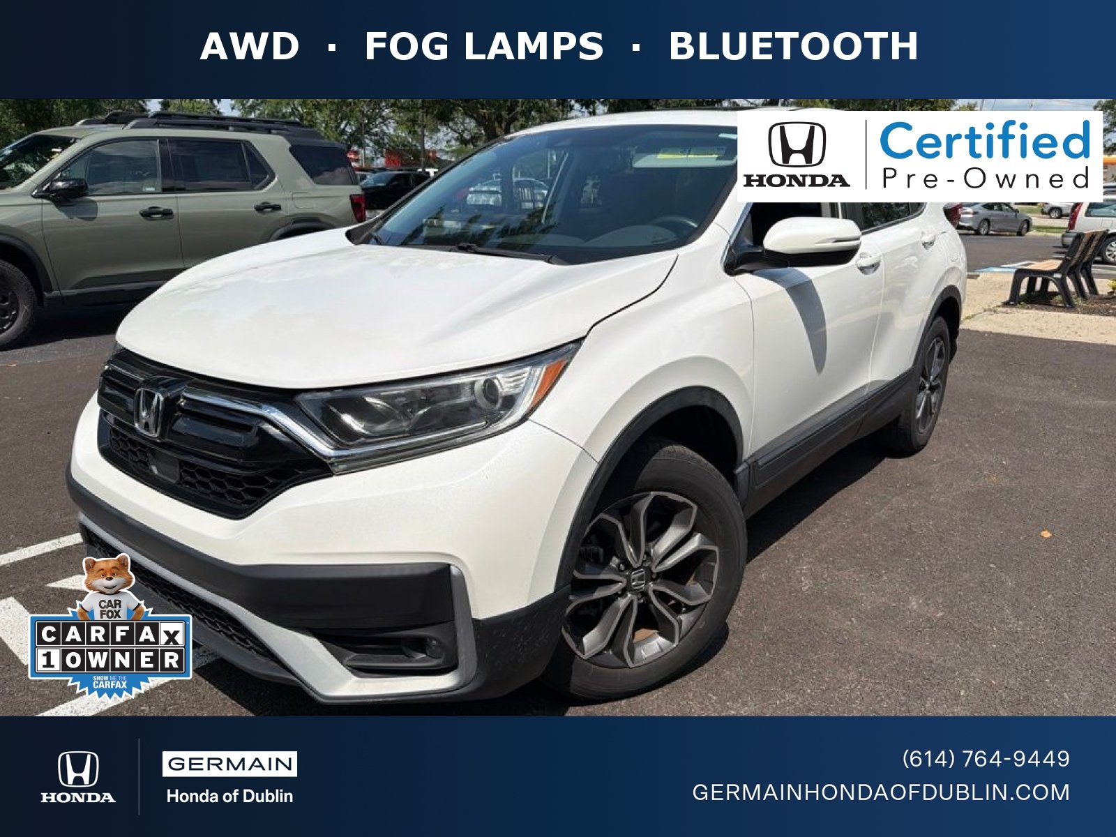 Certified Used 2021 Platinum White Pearl Honda EX-L image 1
