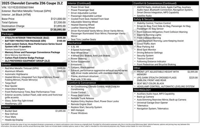 Used 2025 Red Mist Metallic Tintcoat Chevrolet 2LZ image 1