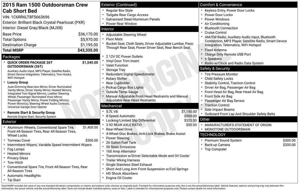 2015 RAM Ram 1500 Pickup Outdoorsman