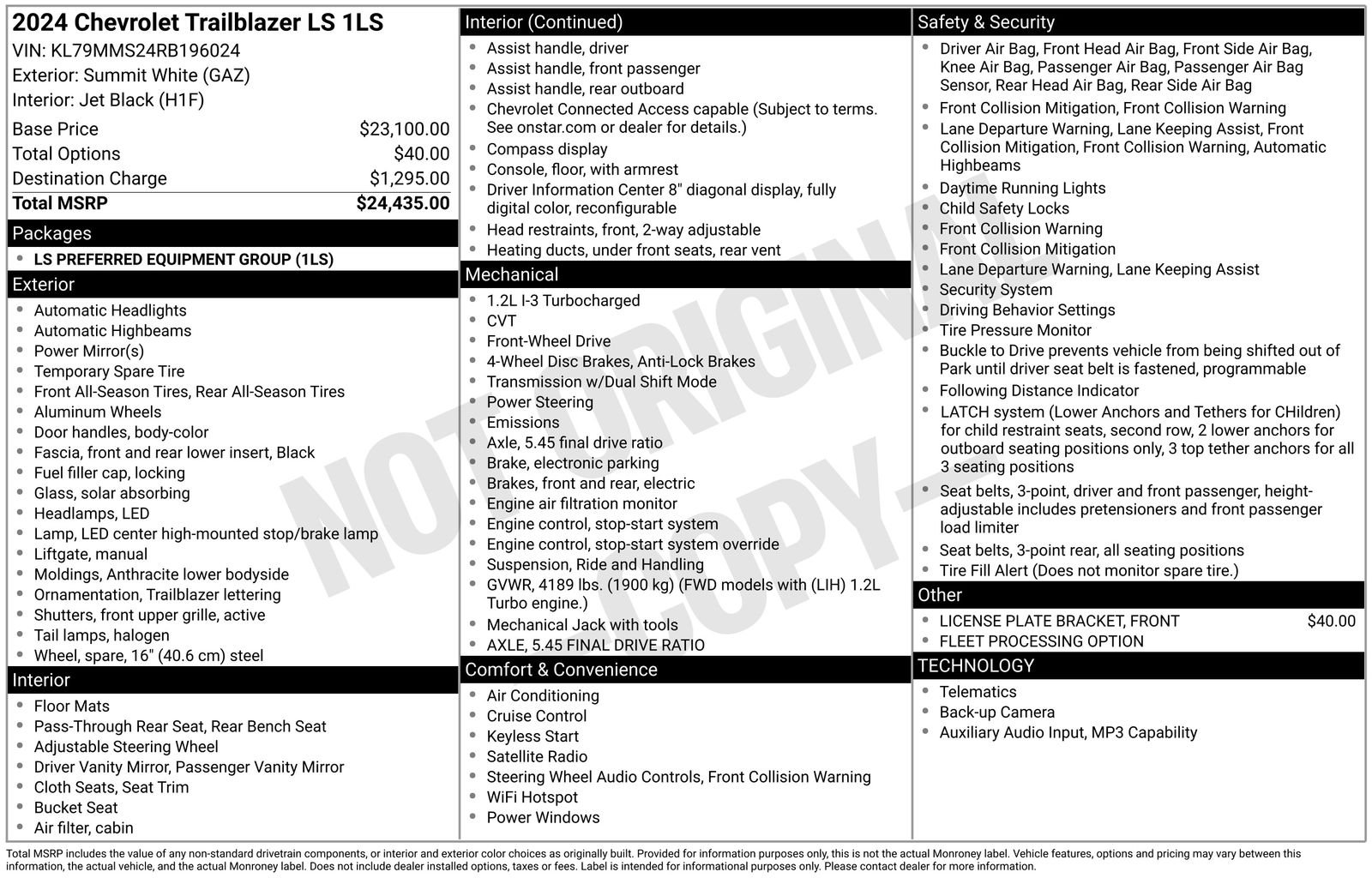 Used 2024 White Chevrolet LS image 6